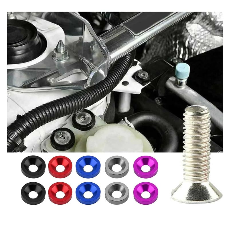 LUYEJKO Engine Dress up Kit, 40 PCS Bumper Fender Washers ，M6 Dress up Bolts (Red) - Image 5